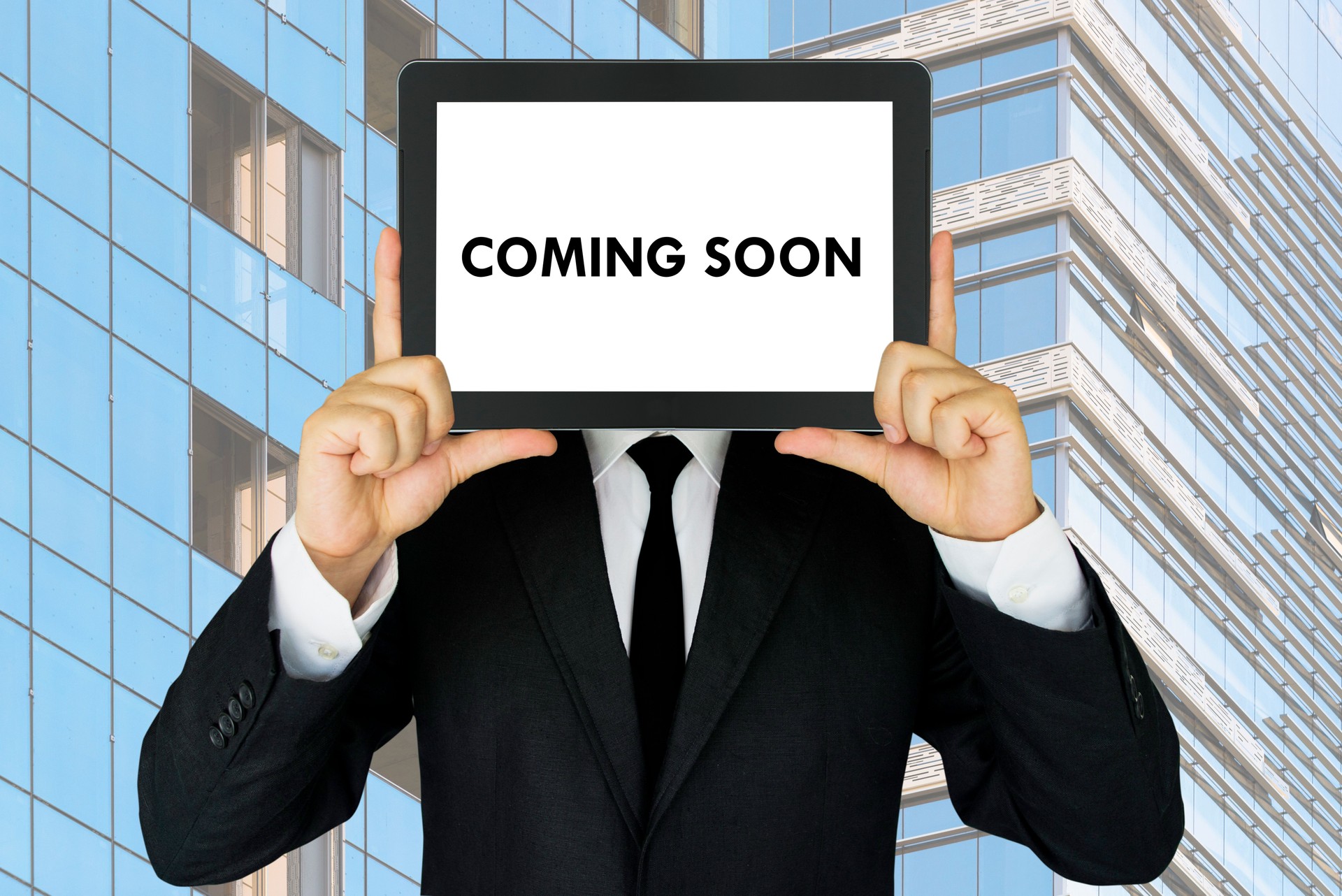 Coming Soon, message on digital screen.